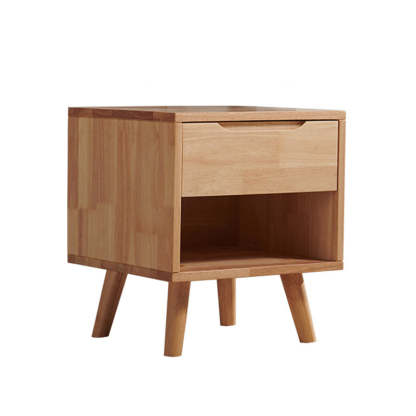 Minimalist Rubber Wood 1/2-Drawer Side Table