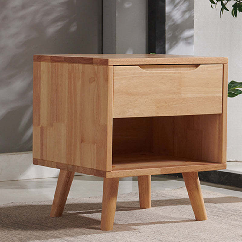Minimalist Rubber Wood 1/2-Drawer Side Table