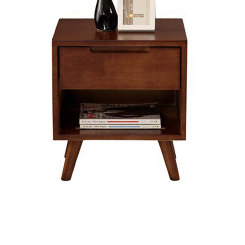 Minimalist Rubber Wood 1/2-Drawer Side Table