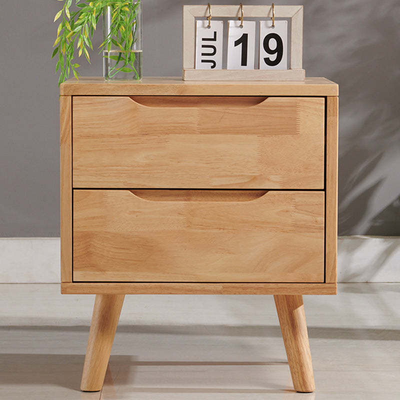 Minimalist Rubber Wood 1/2-Drawer Side Table — 1 / Walnut Color