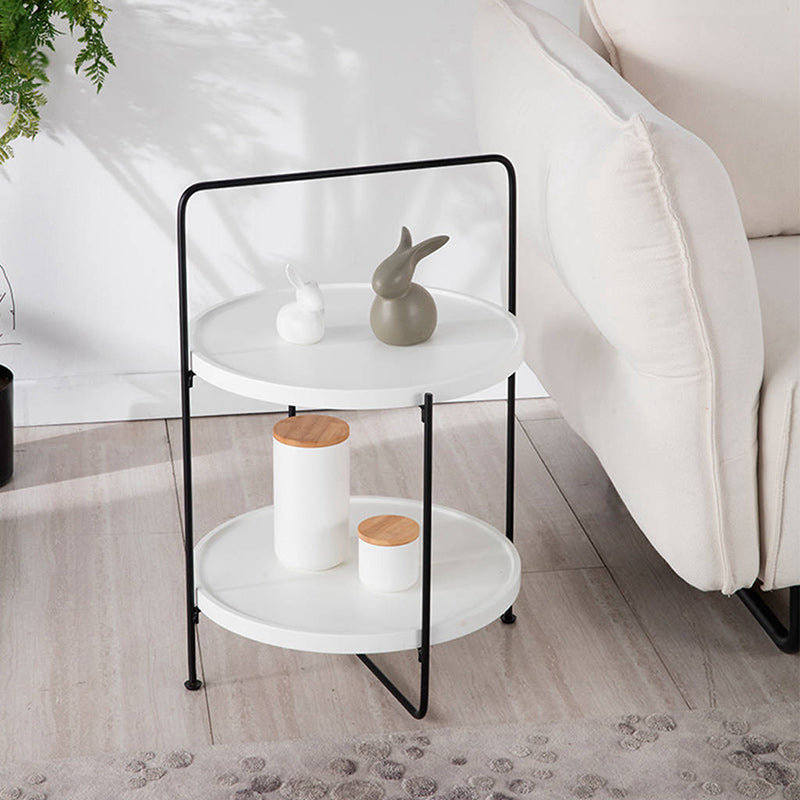 Nordic Round Iron 2-Tier Side Table — White