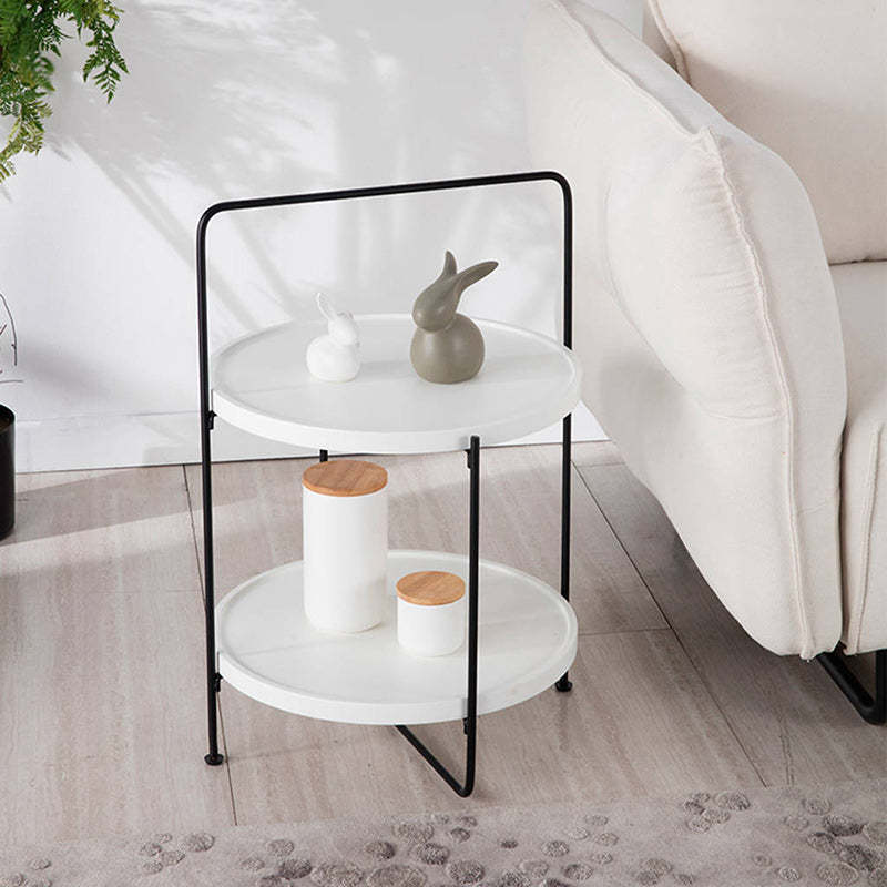 Nordic Round Iron 2-Tier Side Table — White
