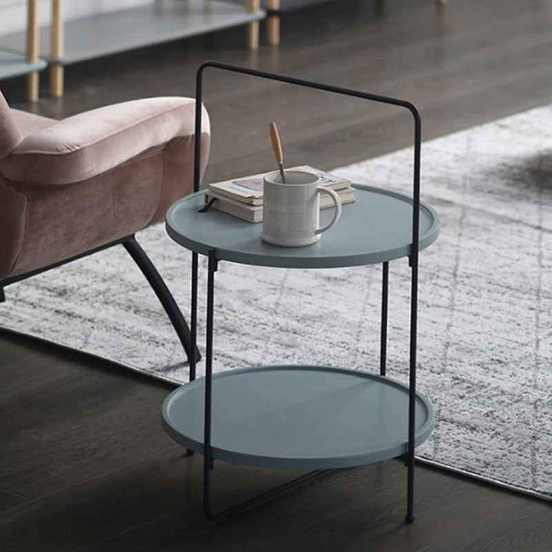 Nordic Round Iron 2-Tier Side Table — Blue