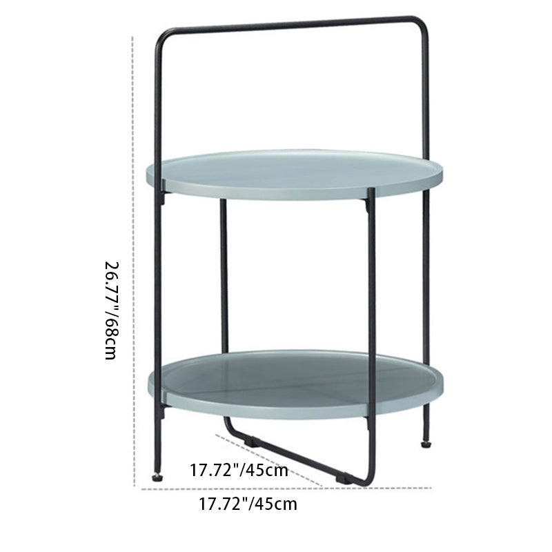 Nordic Round Iron 2-Tier Side Table — Gray