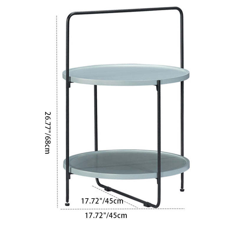 Nordic Round Iron 2-Tier Side Table — Gray