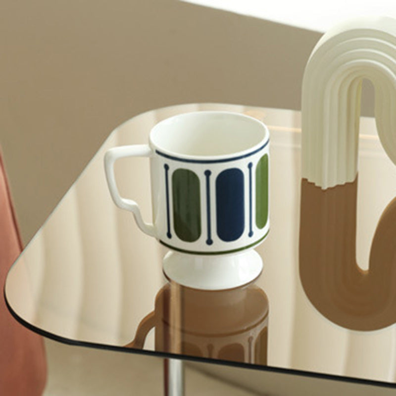 Modern Square Glass Steel 2-Tier Side Table