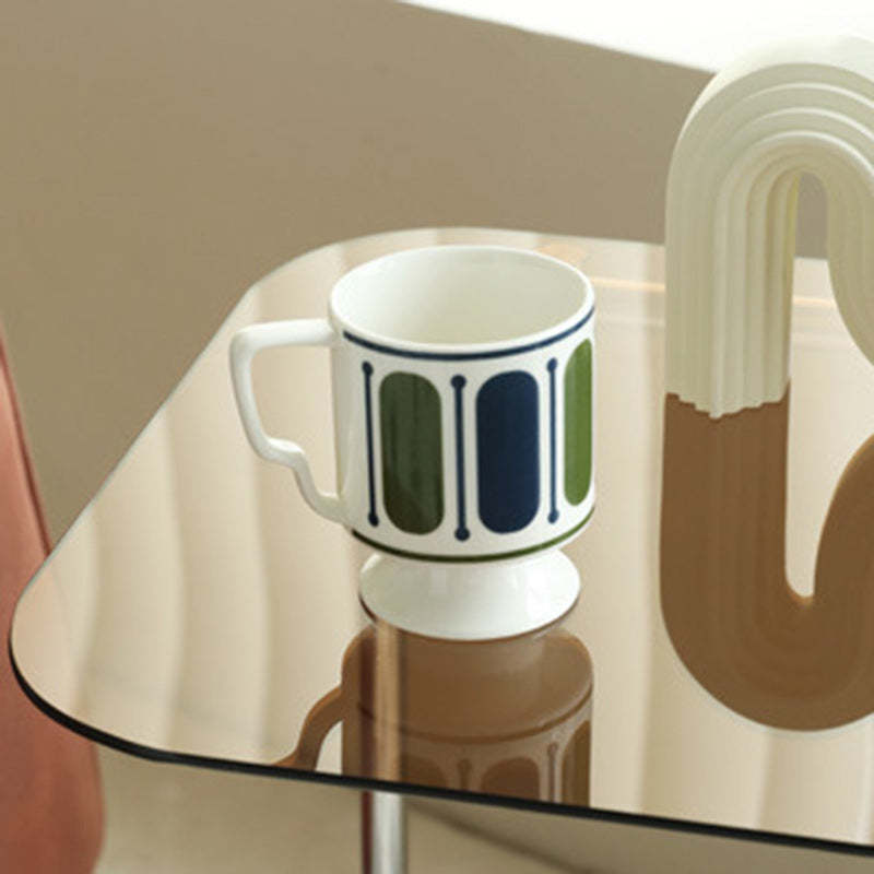 Modern Square Glass Steel 2-Tier Side Table
