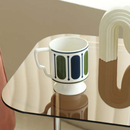 Modern Square Glass Steel 2-Tier Side Table