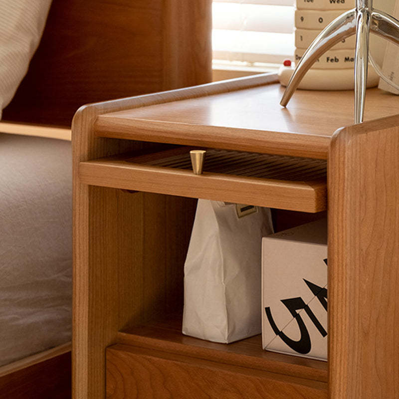 Retro Cherry Wood Cabinet Nightstand