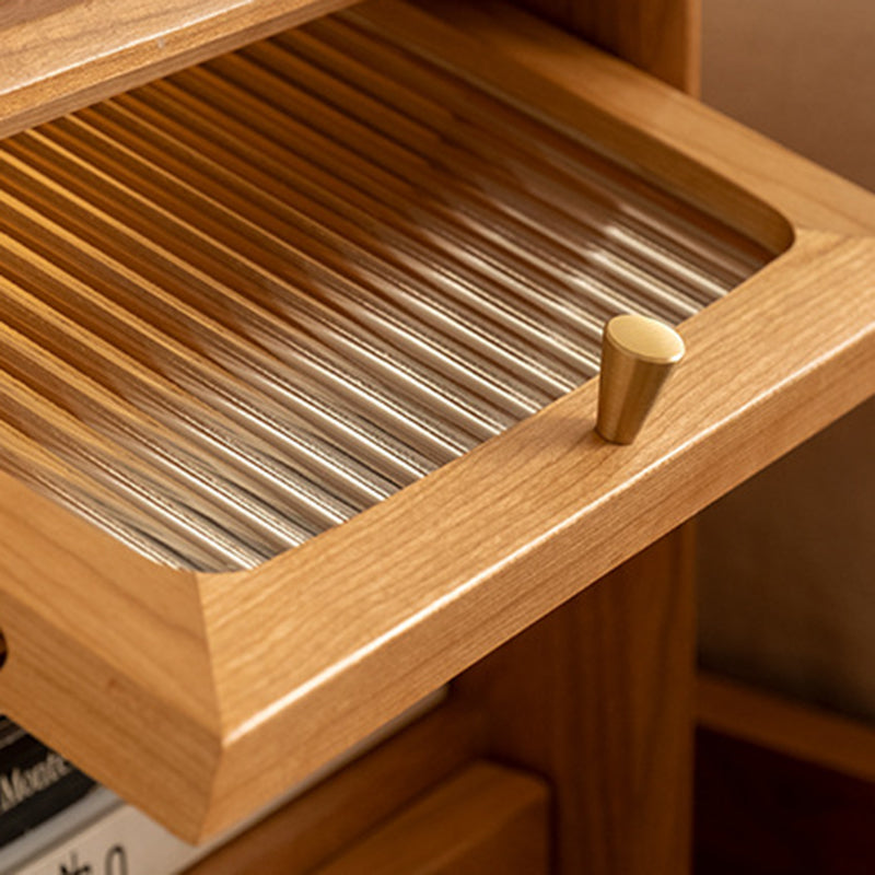 Retro Cherry Wood Cabinet Nightstand