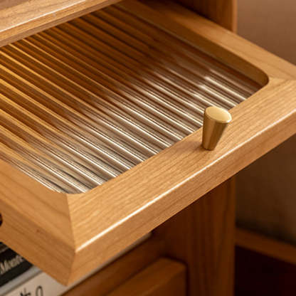 Retro Cherry Wood Cabinet Nightstand