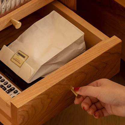 Retro Cherry Wood Cabinet Nightstand
