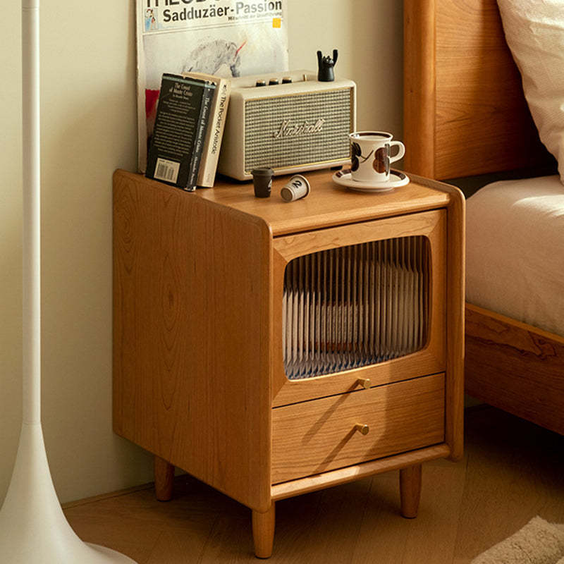Lighom retro cherry wood nightstands