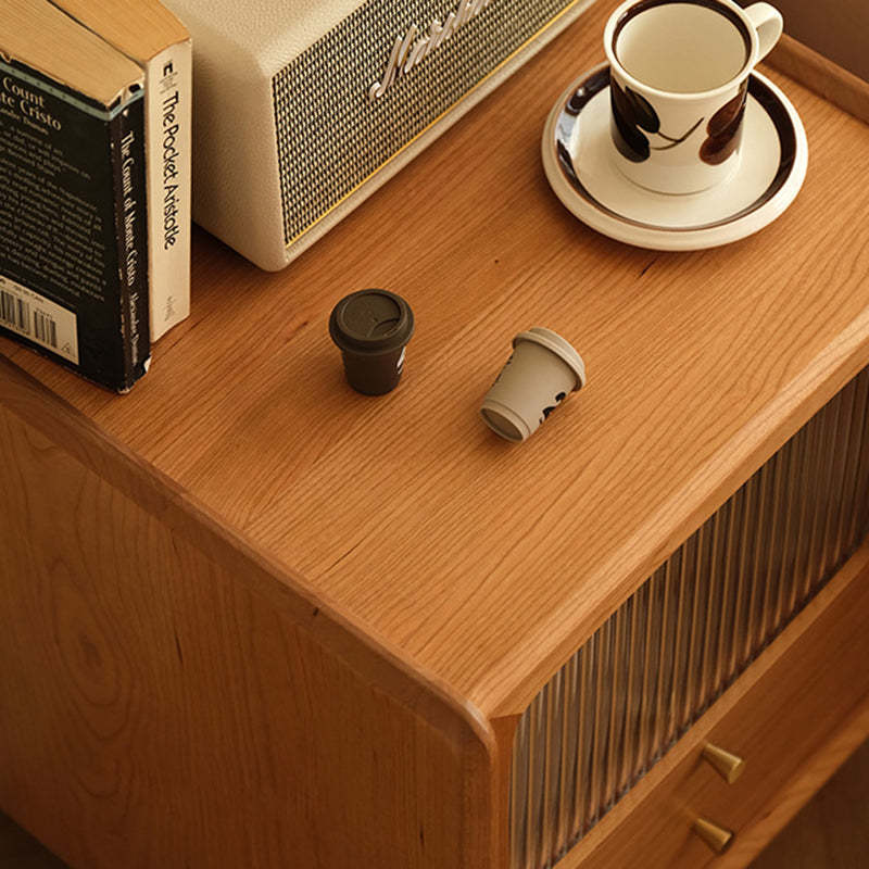 Retro Cherry Wood Cabinet Nightstand
