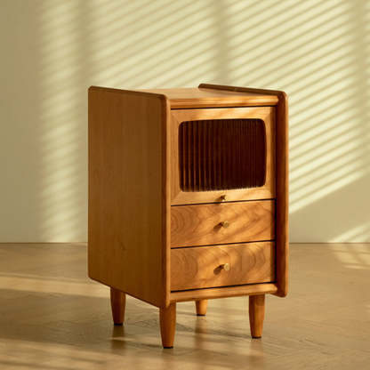 Retro Cherry Wood Cabinet Nightstand