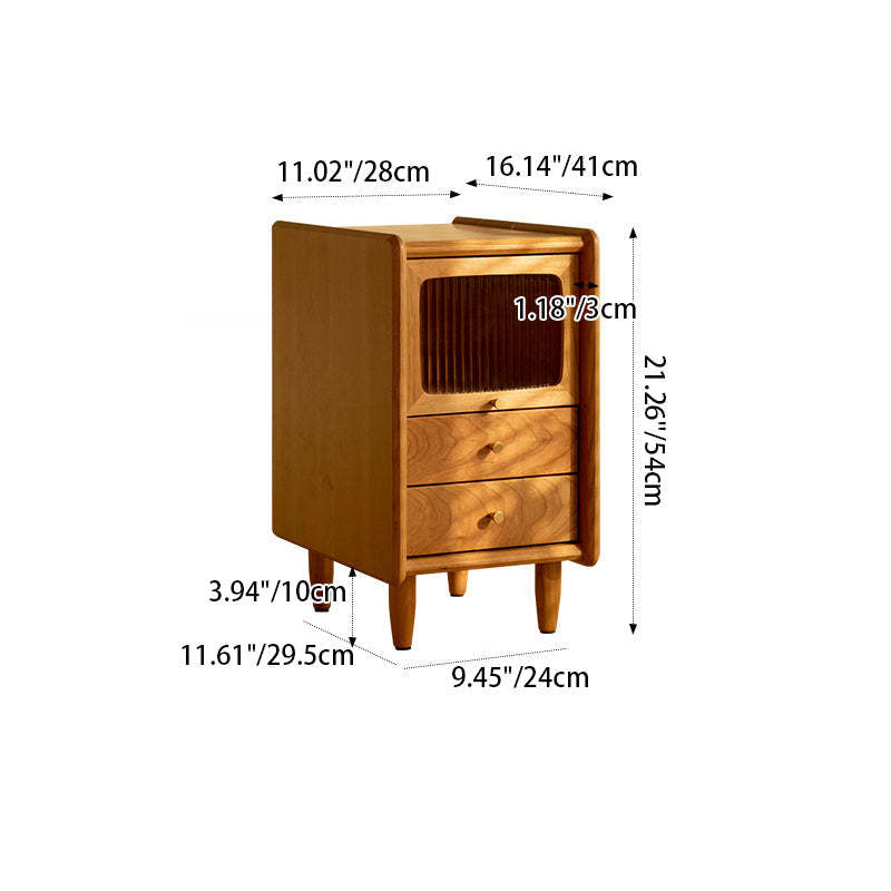 Retro Cherry Wood Cabinet Nightstand