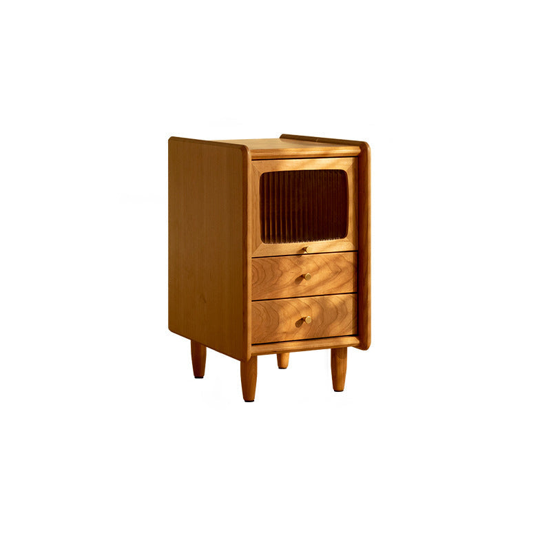 Retro Cherry Wood Cabinet Nightstand