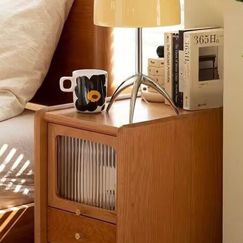 Retro Cherry Wood Cabinet Nightstand