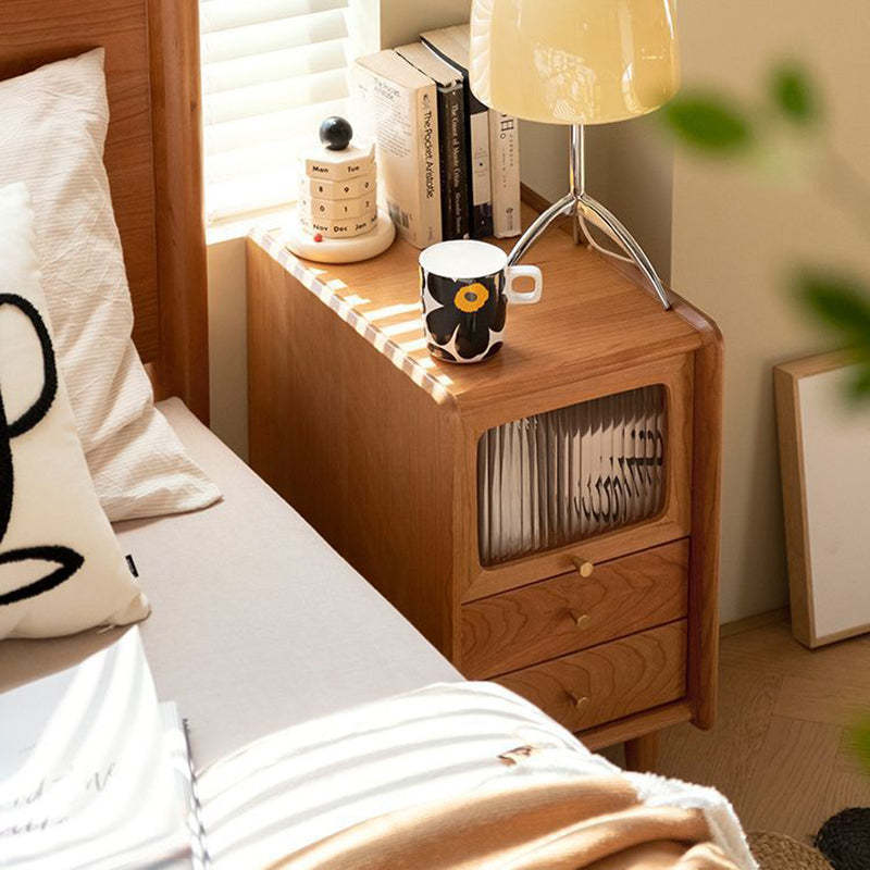 Retro Cherry Wood Cabinet Nightstand
