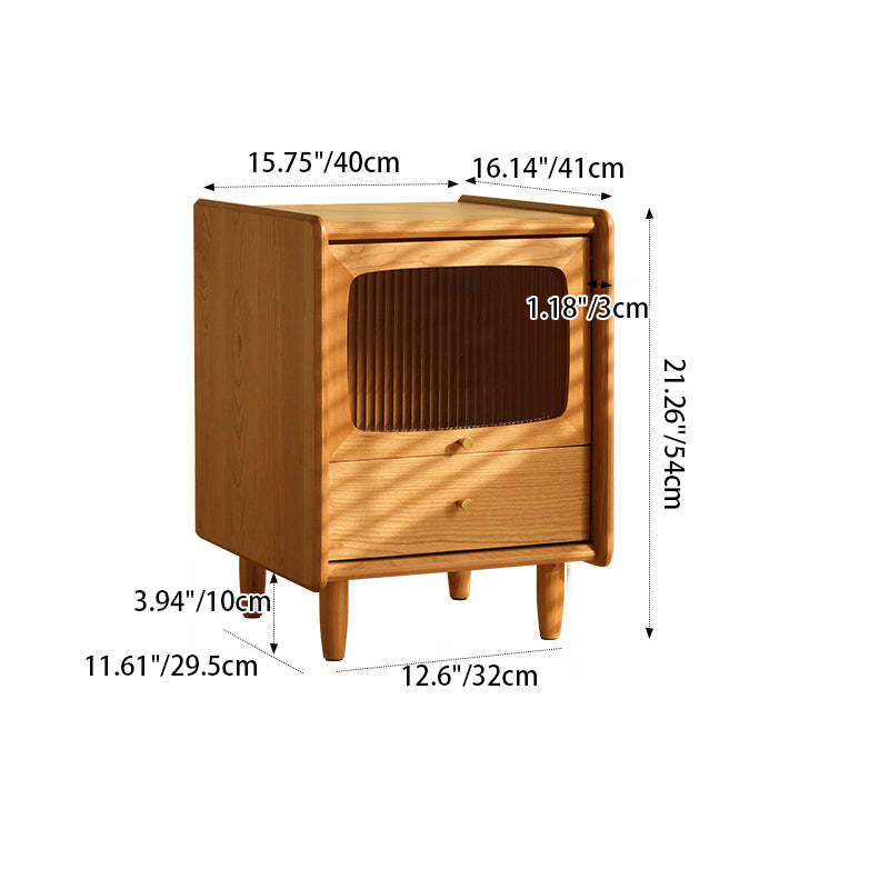 Retro Cherry Wood Cabinet Nightstand