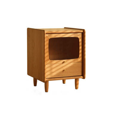 Retro Cherry Wood Cabinet Nightstand