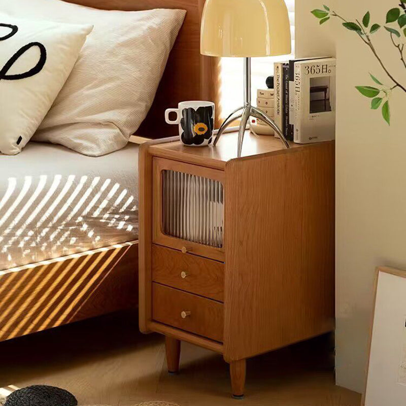 Retro Cherry Wood Cabinet Nightstand