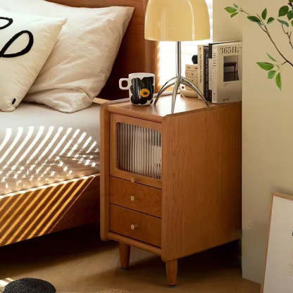 Retro Cherry Wood Cabinet Nightstand