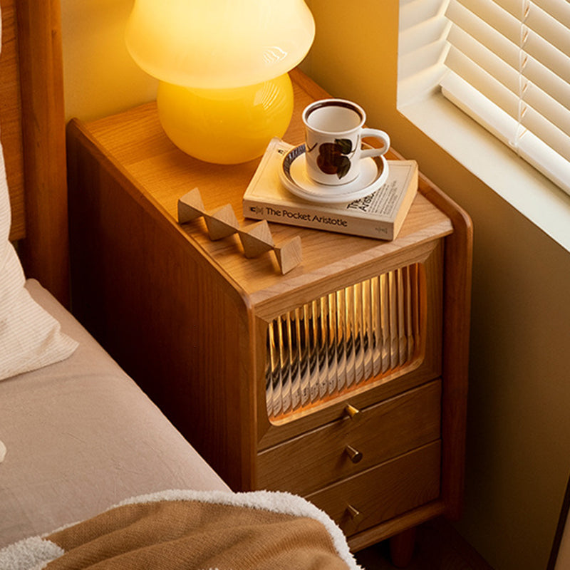 Retro Cherry Wood Cabinet Nightstand