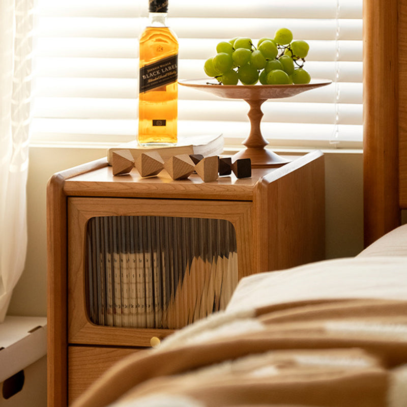 Retro Cherry Wood Cabinet Nightstand
