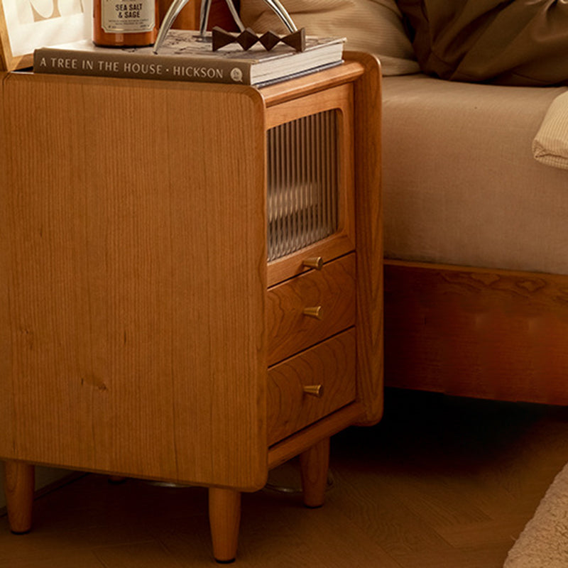 Retro Cherry Wood Cabinet Nightstand