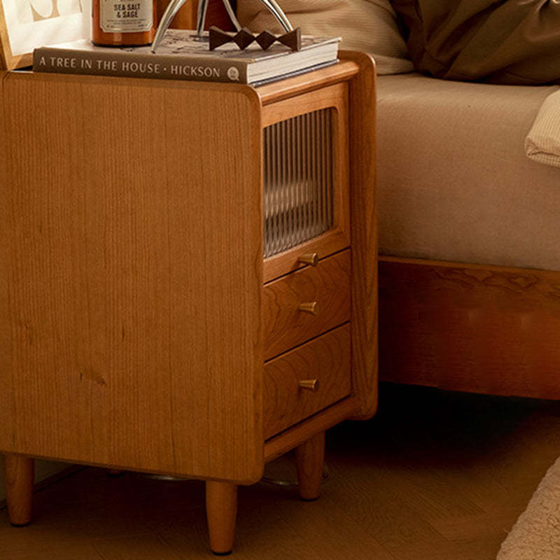 Retro Cherry Wood Cabinet Nightstand