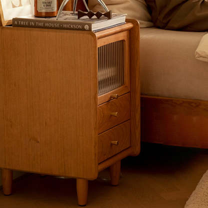Retro Cherry Wood Cabinet Nightstand