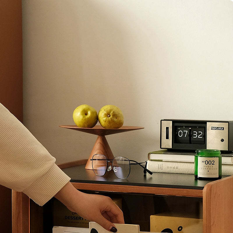 Retro Sintered Stone Cherry Wood Nightstand