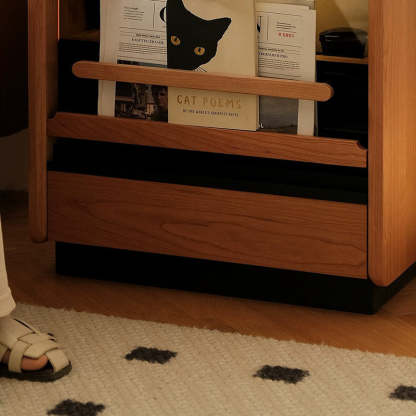 Retro Sintered Stone Cherry Wood Nightstand