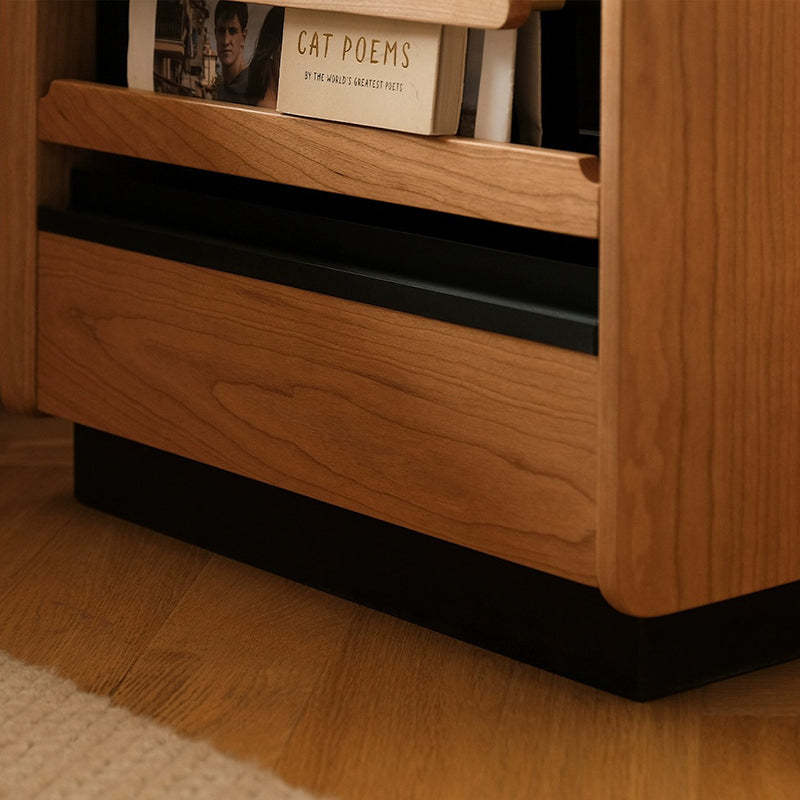 Retro Sintered Stone Cherry Wood Nightstand