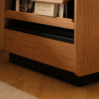 Retro Sintered Stone Cherry Wood Nightstand