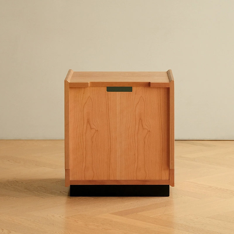 Retro Sintered Stone Cherry Wood Nightstand