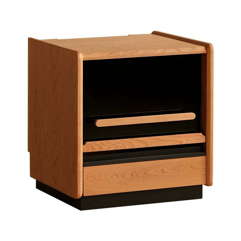 Retro Sintered Stone Cherry Wood Nightstand