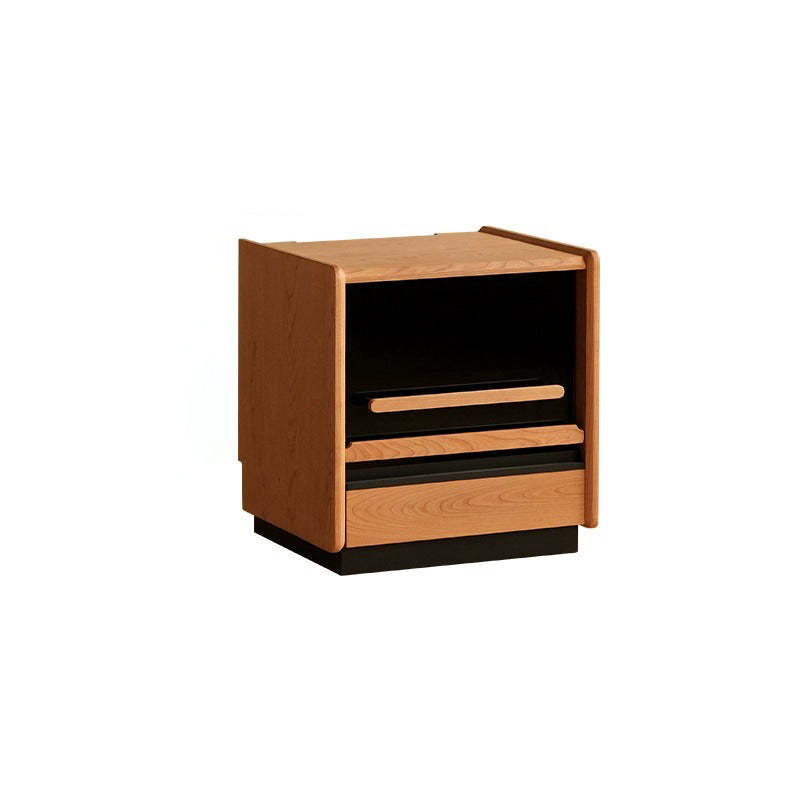 Retro Sintered Stone Cherry Wood Nightstand
