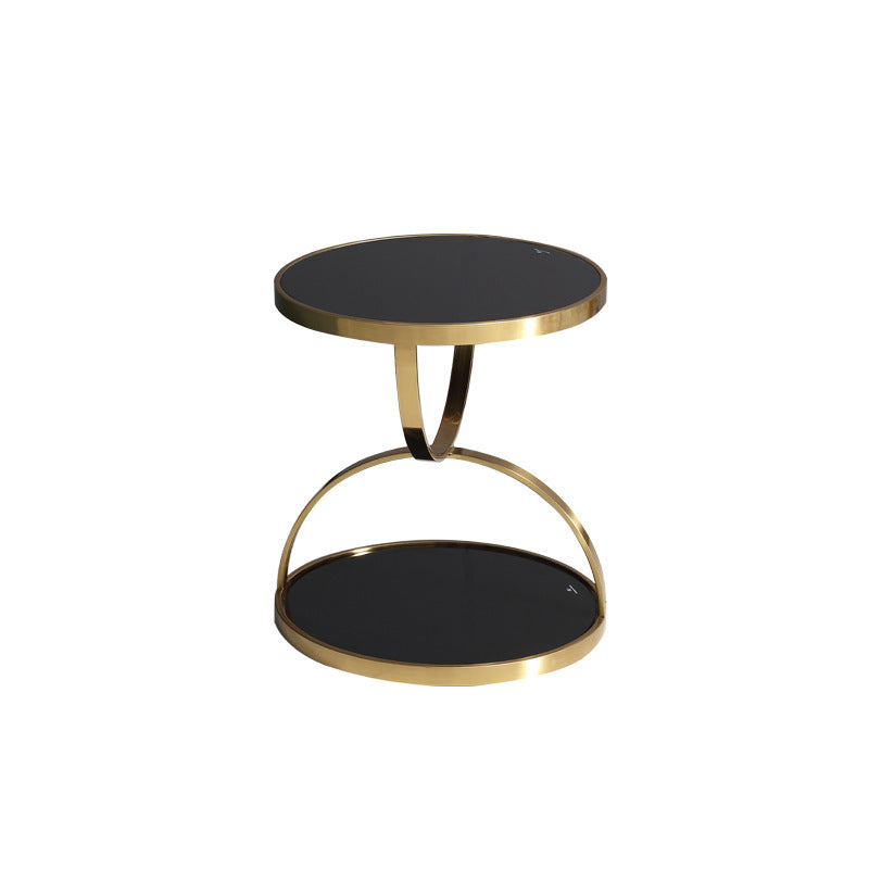 Nordic Round Steel Glass 2-Tier Side Table