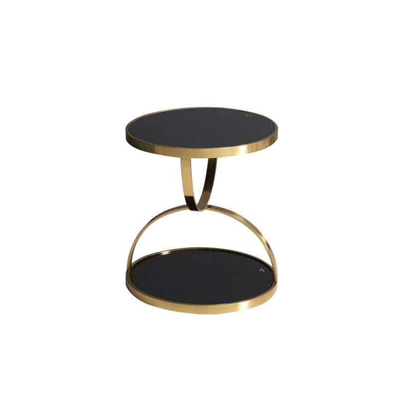Nordic Round Steel Glass 2-Tier Side Table