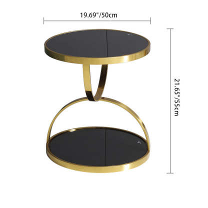 Nordic Round Steel Glass 2-Tier Side Table