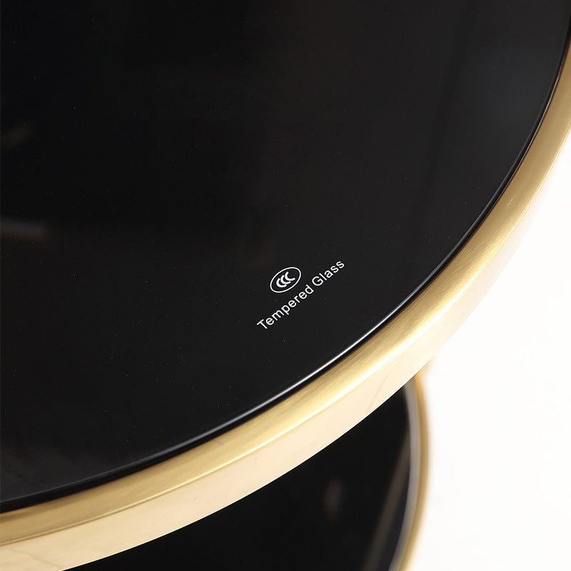 Nordic Round Steel Glass 2-Tier Side Table