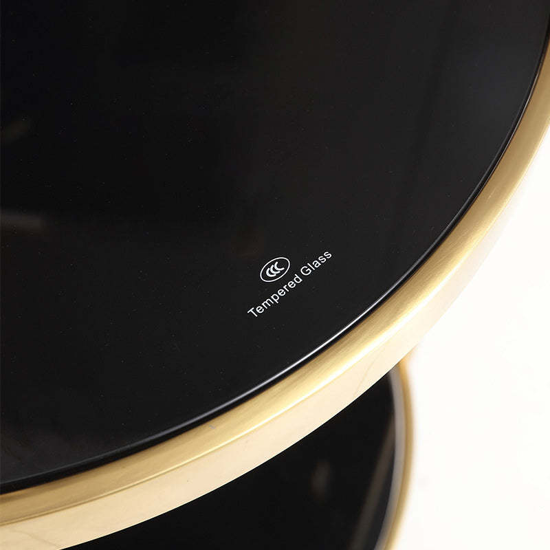 Nordic Round Steel Glass 2-Tier Side Table