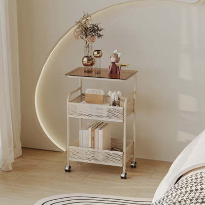 Nordic Iron Glass 3-Tier Side Table