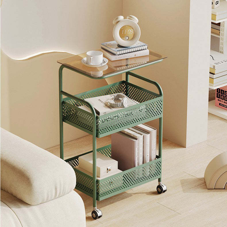 Nordic Iron Glass 3-Tier Side Table — Green