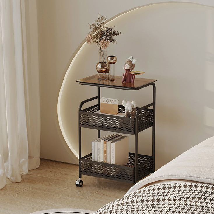 Nordic Iron Glass 3-Tier Side Table