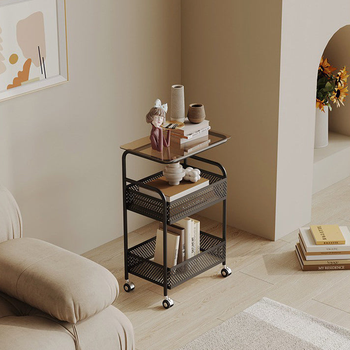 Nordic Iron Glass 3-Tier Side Table