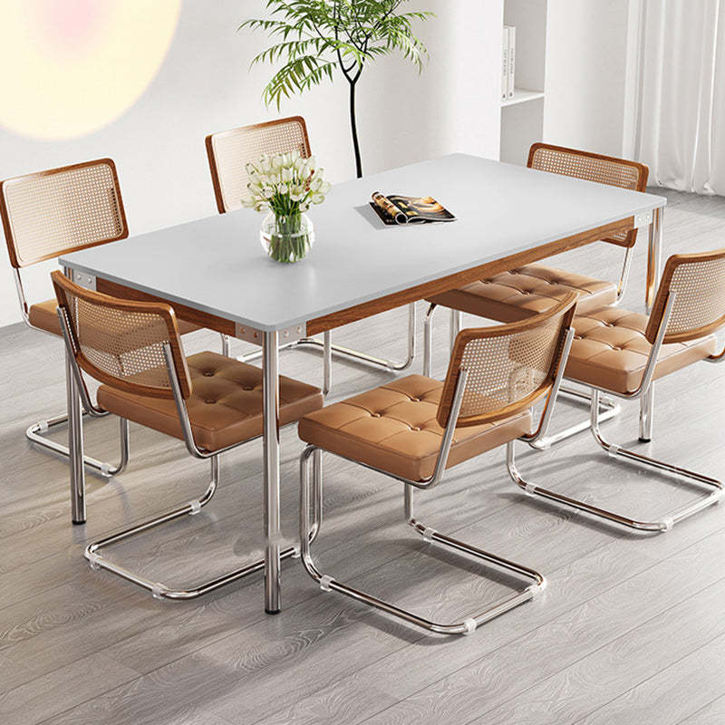 Lighom minimalist 6-seat sintered stone dining chairs & benches — Table Only / 51.2" L x 27.6" W x 29.5" H