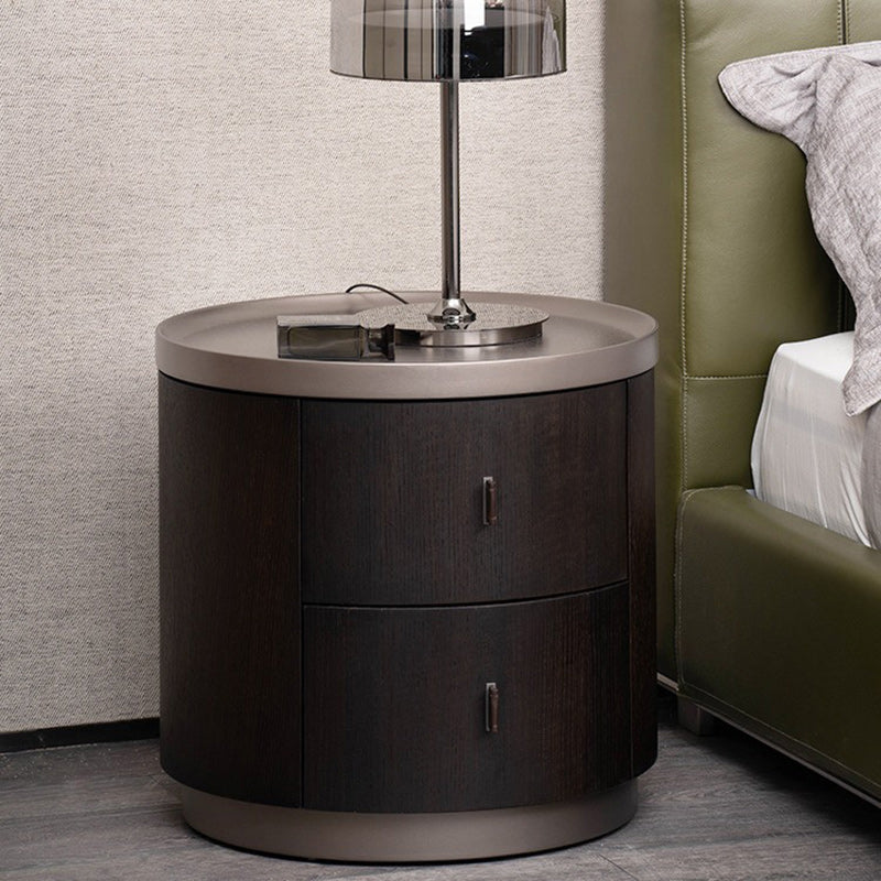 Lighom art deco cylinder deco gray nightstands in wood metal steel